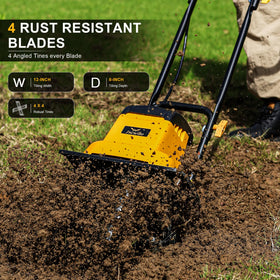 IncwBo 8.5A 12-inch tiller side view highlights lightweight design for easy handling.