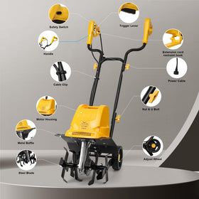 IncwBo rototiller preparing beds with efficient fertilizer mixing