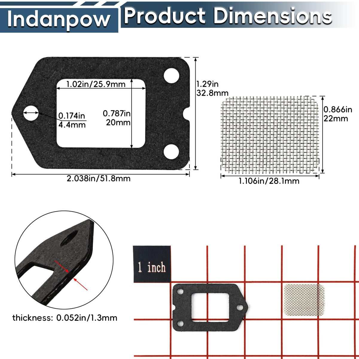 Indanpow muffler gasket for Echo compatibility ensures a tight seal