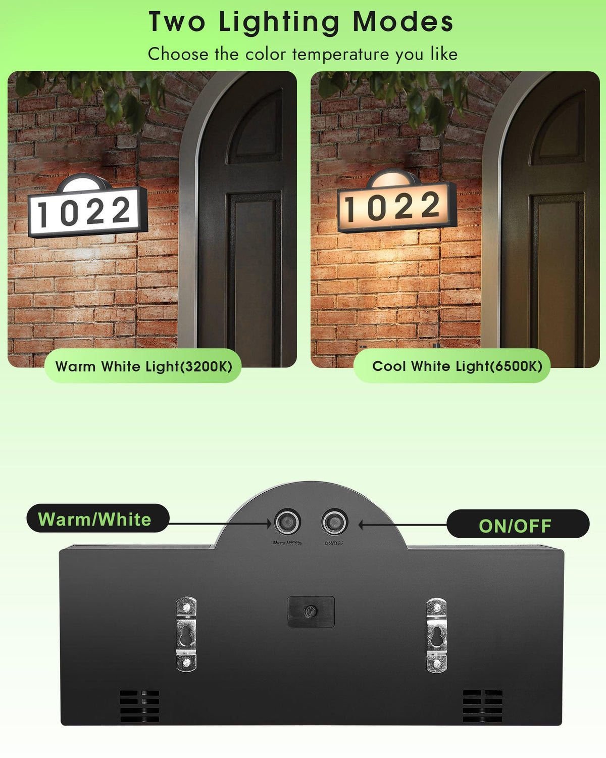 INDARUN IP65 waterproof address sign withstands rain and snow outdoors.