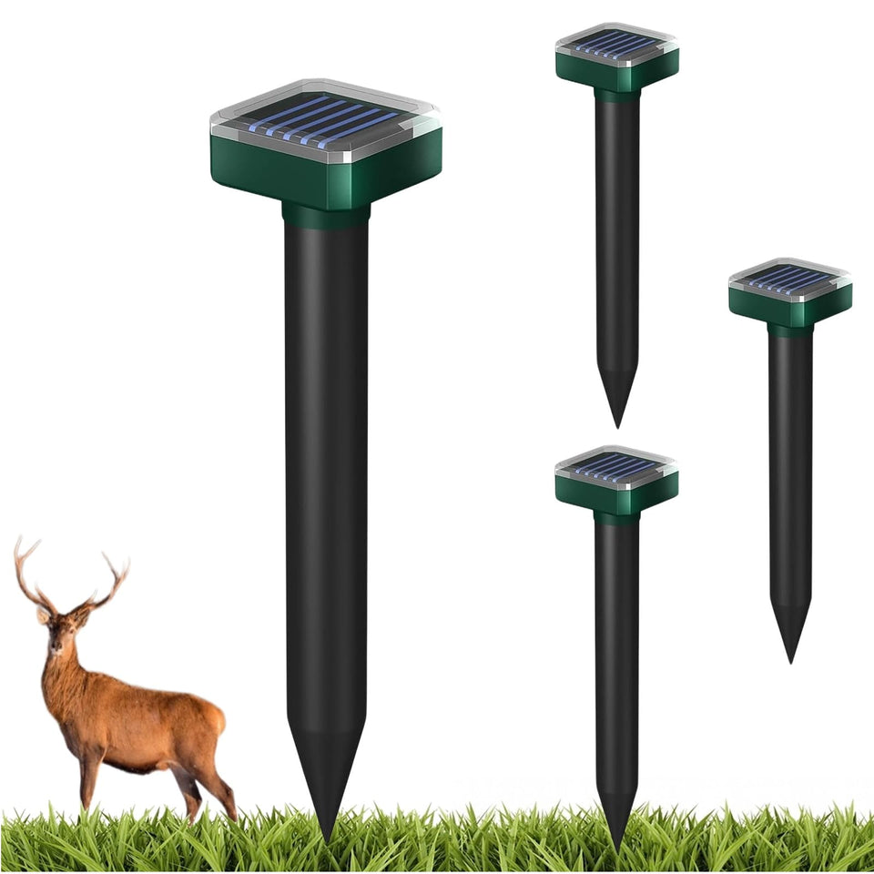 INENNT deer repellent device with solar panel outdoors deterring wildlife up to 7,000 sq ft.