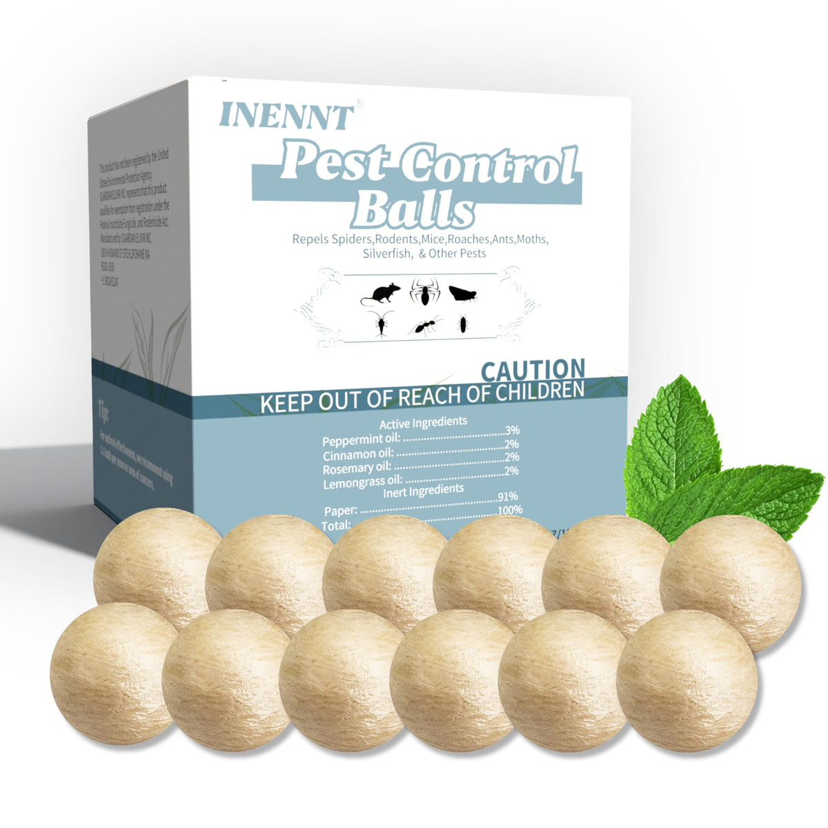 INENNT peppermint ball with 360 diffusion provides 360-degree pest deterrence around the room.