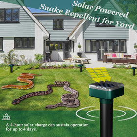 INENNT Snake Away solar stake on a rain-soaked patio proves weatherproof protection.