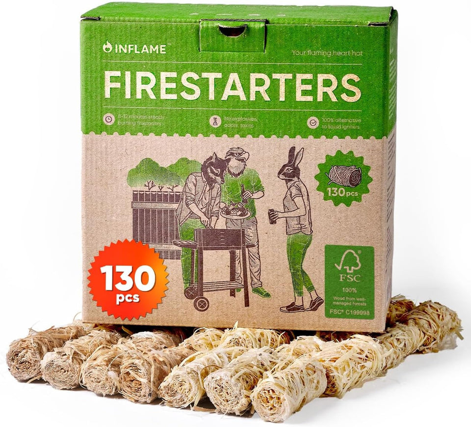 Inflame Fire Starters 130 pcs box ready for quick ignition