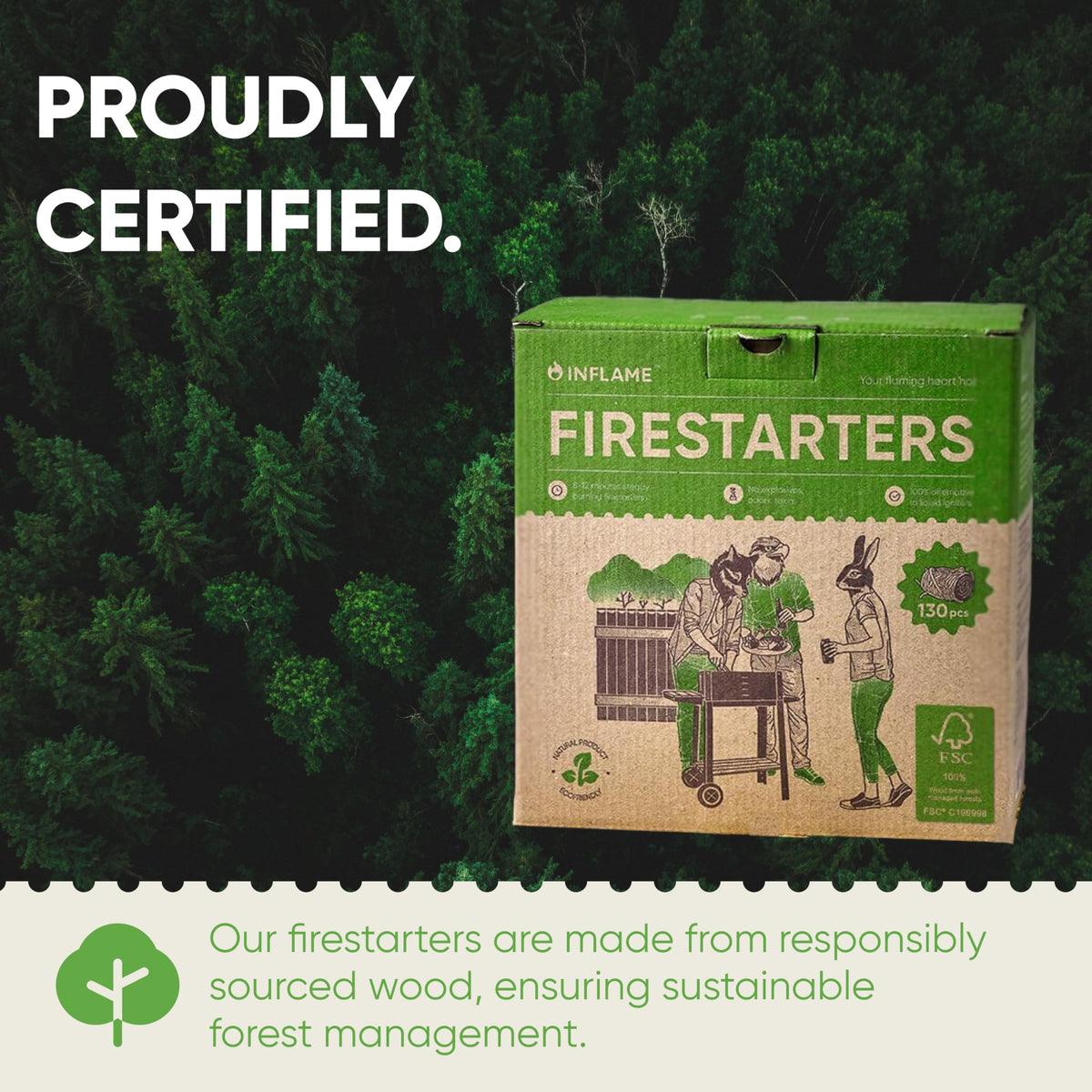 Inflame firestarters lighting a fire pit with weather-resistant reliability