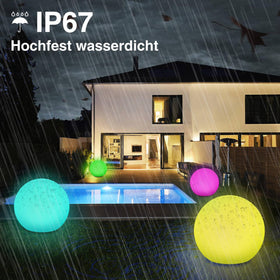 Infray IP67 waterproof globe withstands rain for garden and patio use.