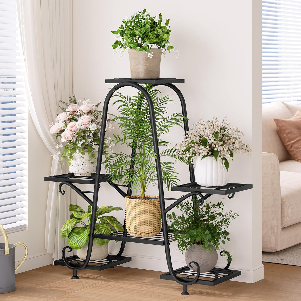INGIORDAR plant stand with adjustable feet on uneven surfaces.
