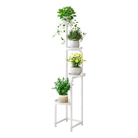 INGIORDAR plant shelf 4-tier assembled in a corner for space-saving display