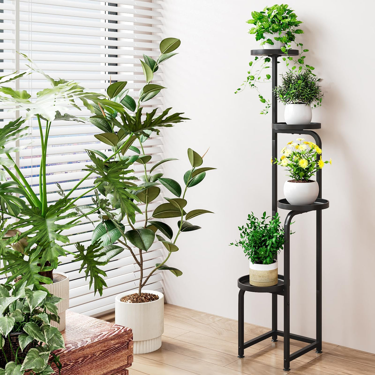 INGIORDAR plant shelf in a living room displaying plants and decor