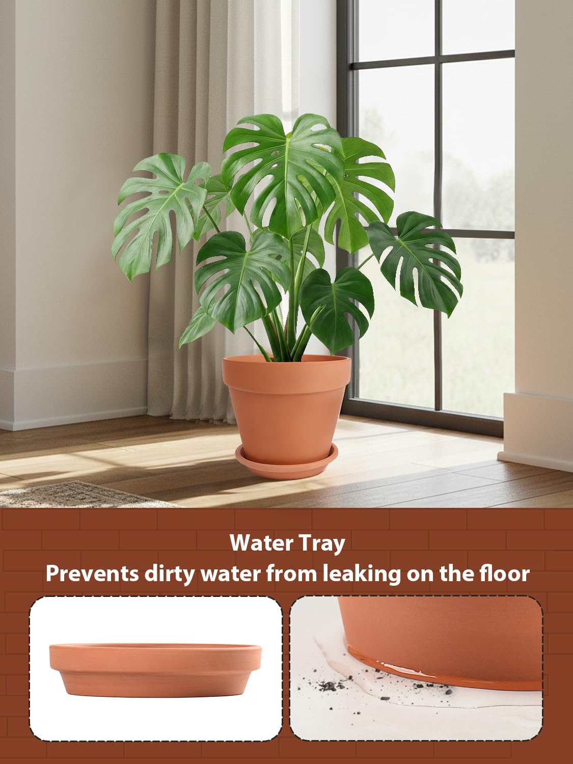 INGOFIN Terracotta Pot drainage-hole closeup highlights quick-drying surface