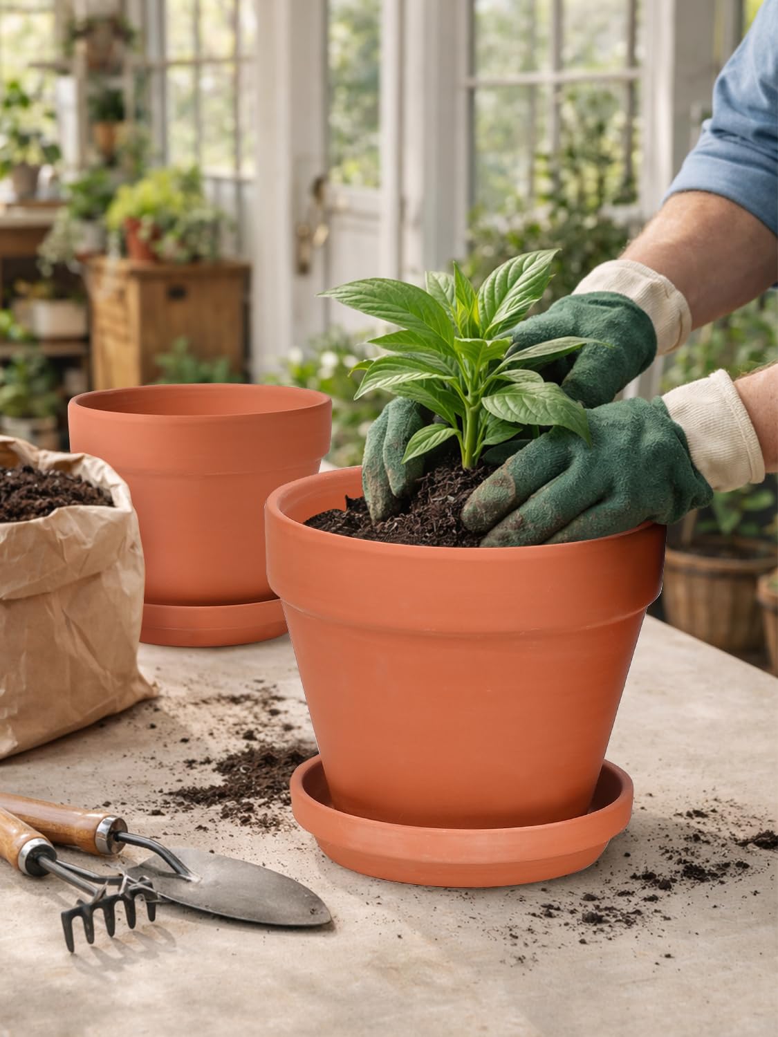 INGOFIN terracotta pot with drainage hole promotes soil airflow and moisture balance