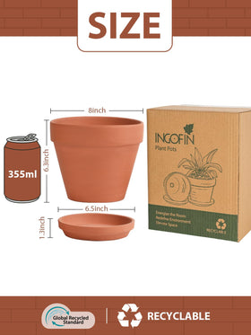 INGOFIN 8-inch pot with saucer protects surfaces while plants thrive