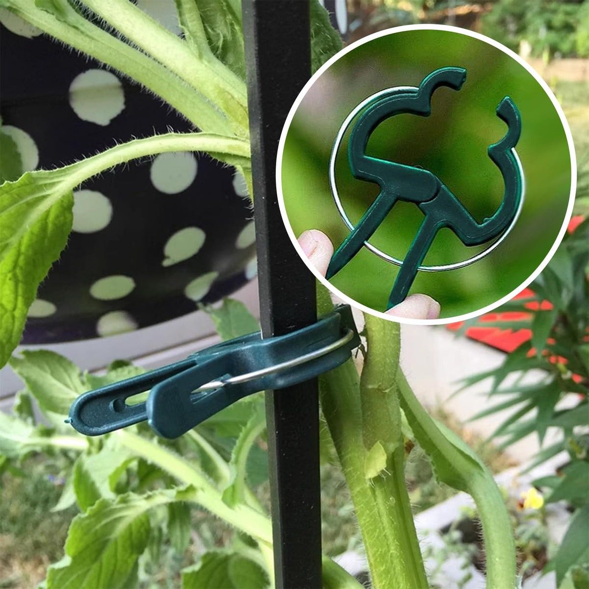 Iniscape easy one-handed installation demonstrated on a stake.