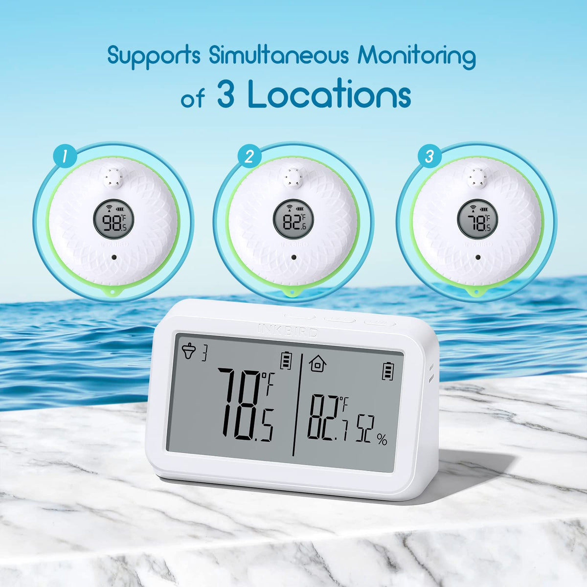 Inkbird IBS-P02R wireless link reaches up to 300 feet for reliable readings.