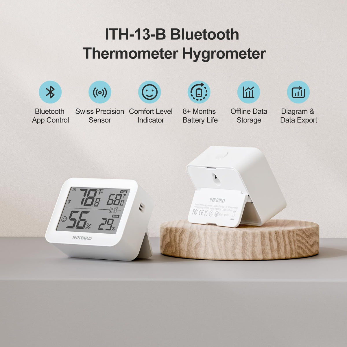 Inkbird ITH-13-B app control enables instant alerts and data access.