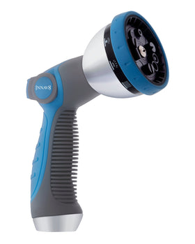 INNAV8 garden hose nozzle with 10-pattern head for versatile watering