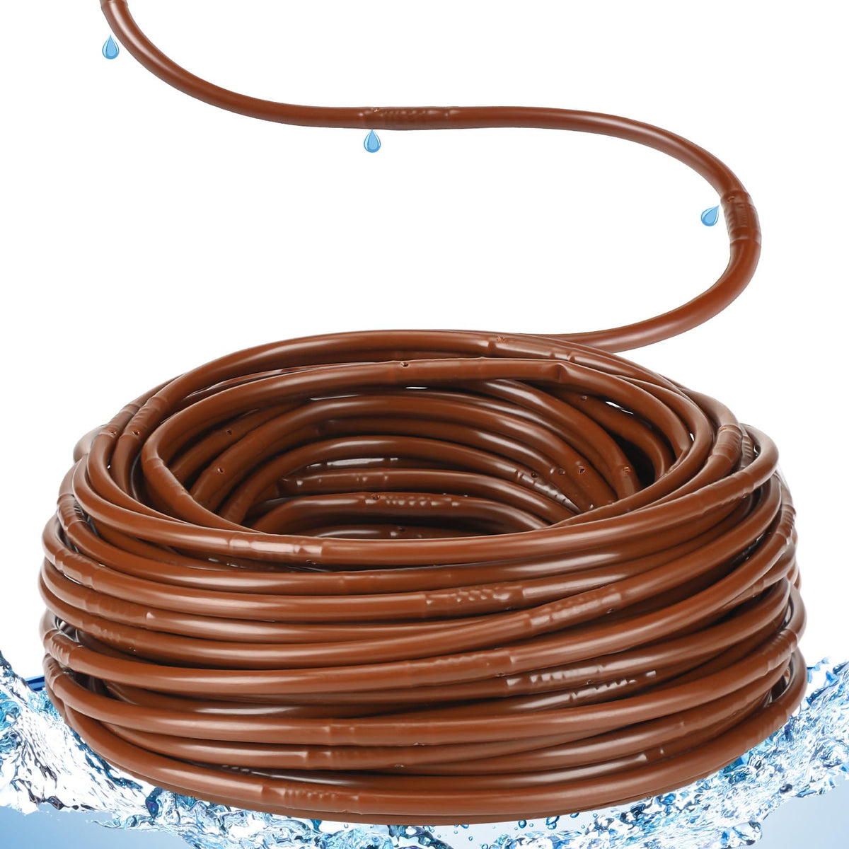 Innconee 100 ft drip tubing with 6 inch emitters delivering steady root zone hydration
