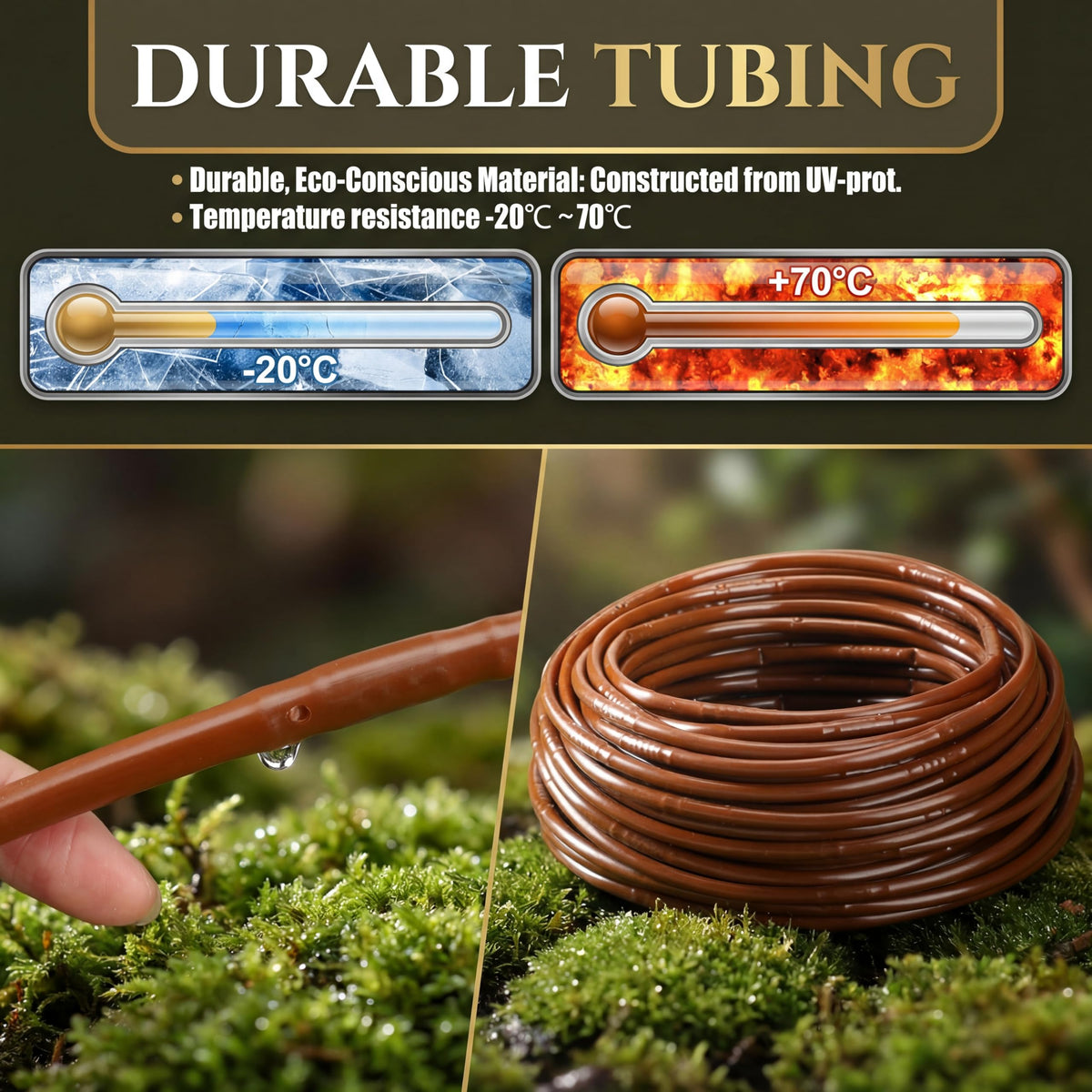 Innconee tubing suited for dense plantings like vegetable beds and window boxes