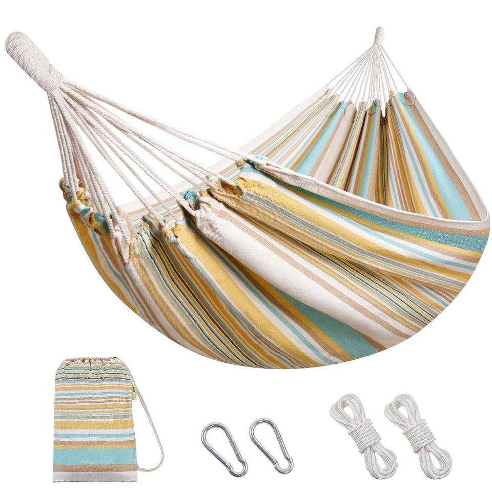 INNO STAGE Brazilian hammock in backyard setup offers relaxing outdoor comfort.