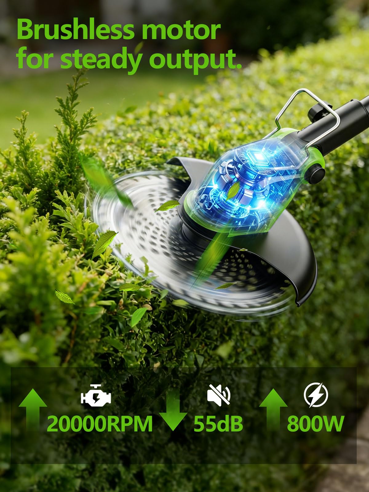 4-in-1 weed wacker head: trimmer, edger, mower, and brush cutter