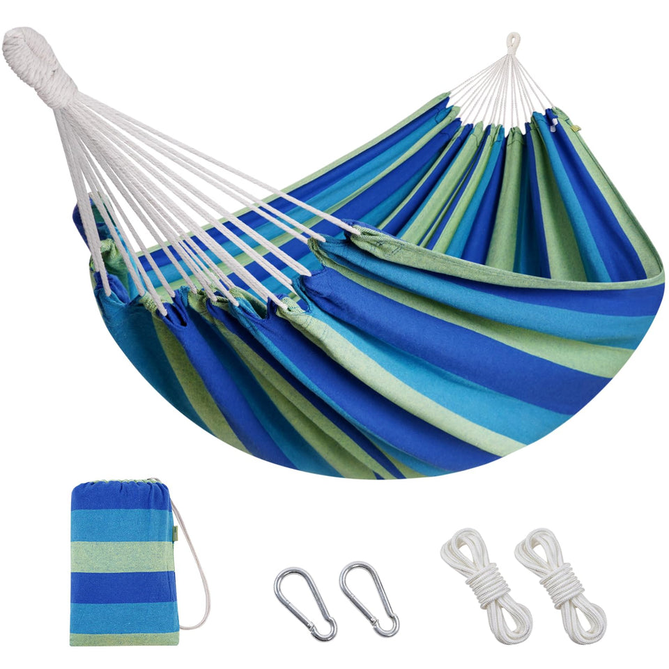 INNO STAGE 2-Person Hammock with breathable cotton for cozy outdoor lounging.