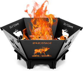 INNO STAGE Fire Pit shows six plug pieces for quick, tool-free assembly.