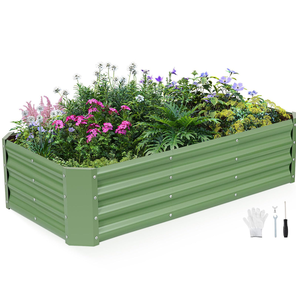 INNO STAGE galvanized raised bed 4x2x1ft ready for vegetables and herbs.
