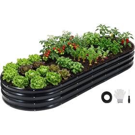 INNO STAGE galvanized raised bed top view, easy assembly for compact patios.