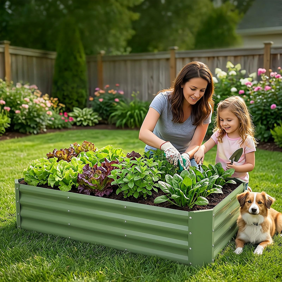 INNO STAGE garden bed placed in an outdoor yard setting.