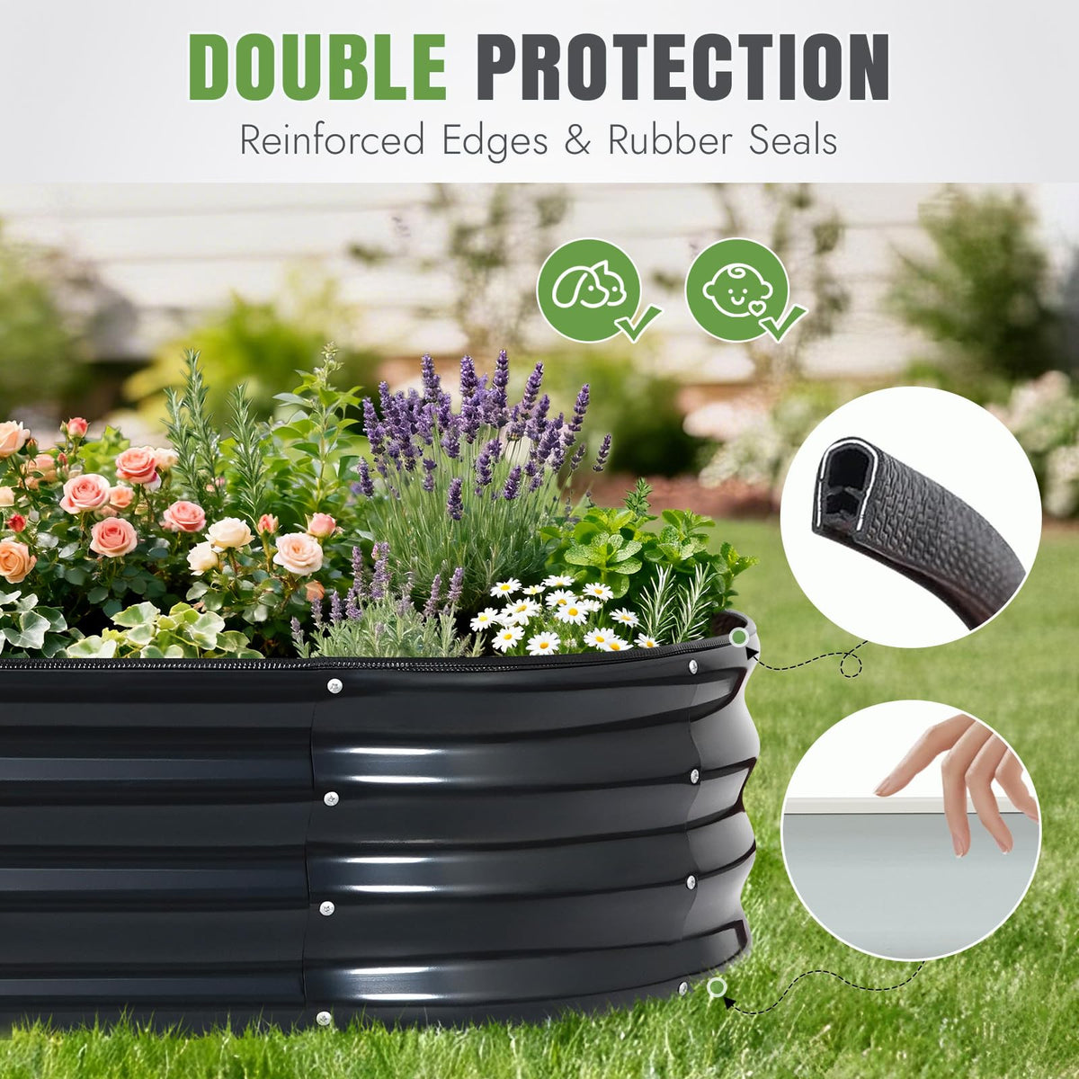 INNO STAGE rubber edge protection keeps hands safe during gardening tasks.