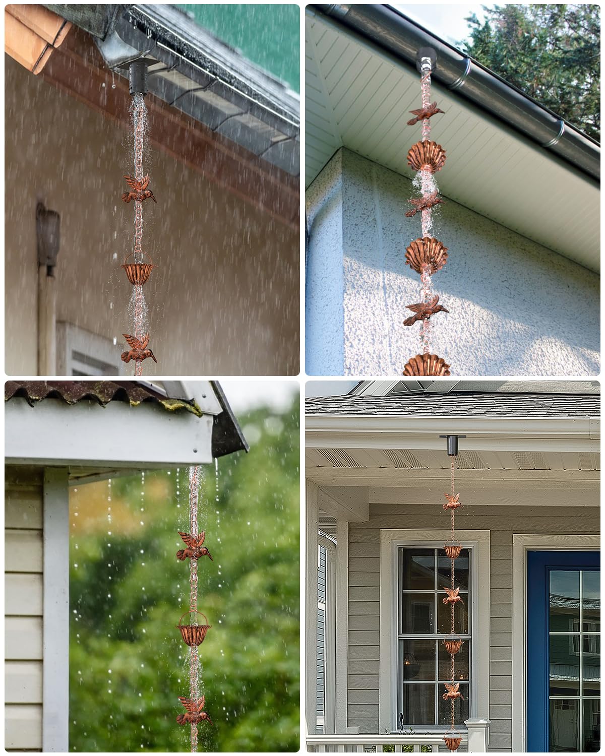 INNOWARMER rain chain in a garden setting turns rain into a tranquil feature.