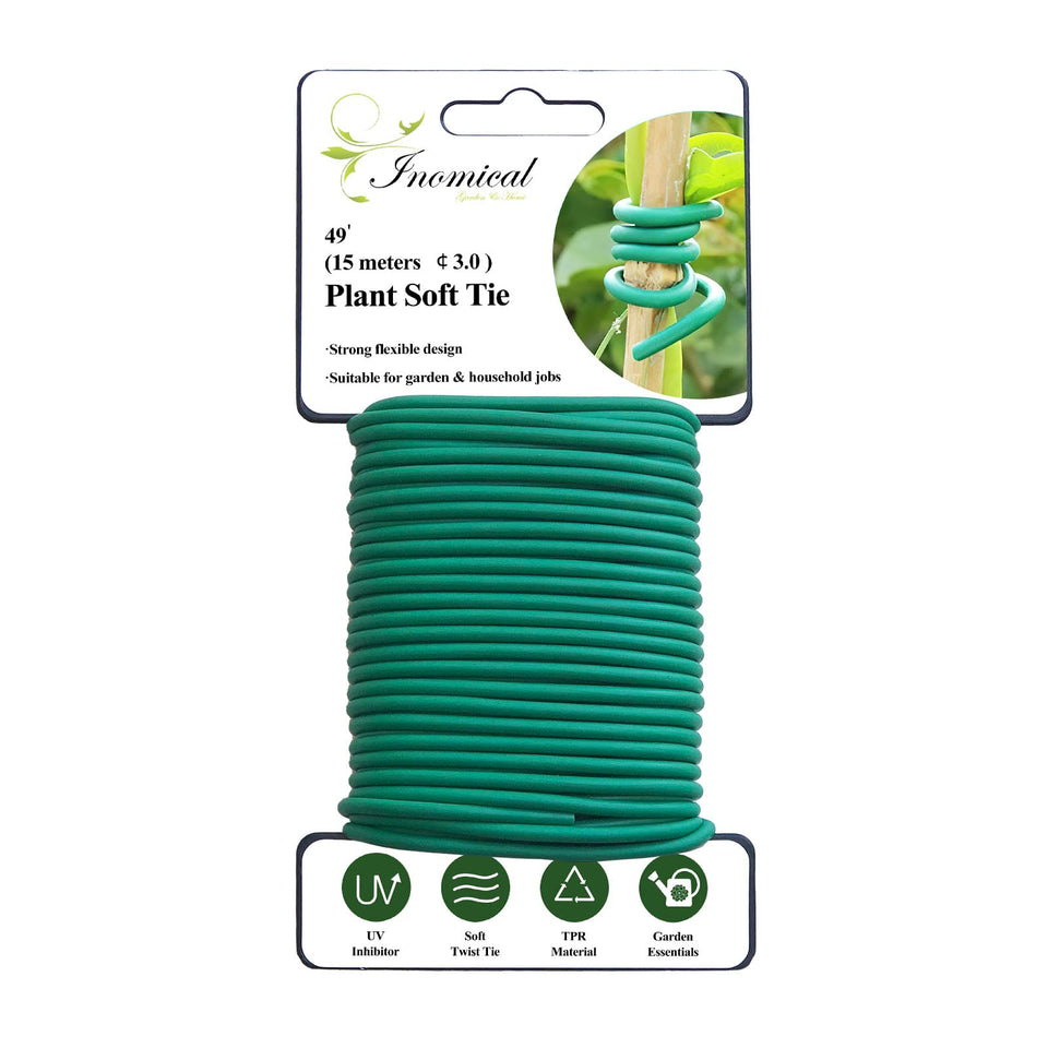 Inomical soft plant wire coil for versatile garden support.