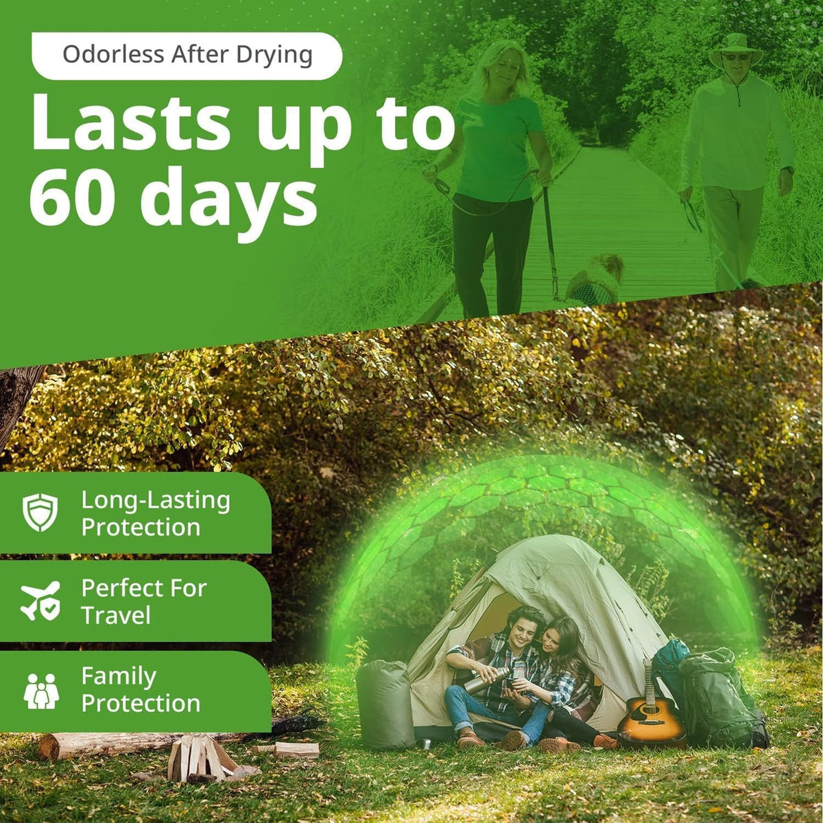 Insect Shield tent and sleeping bag treated for comfortable nights under the stars.