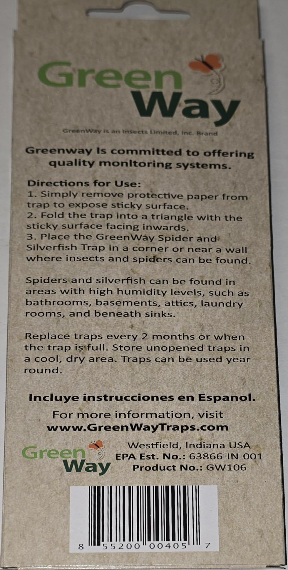 Insects Limited GreenWay traps provide complete indoor coverage in kitchens and bathrooms.