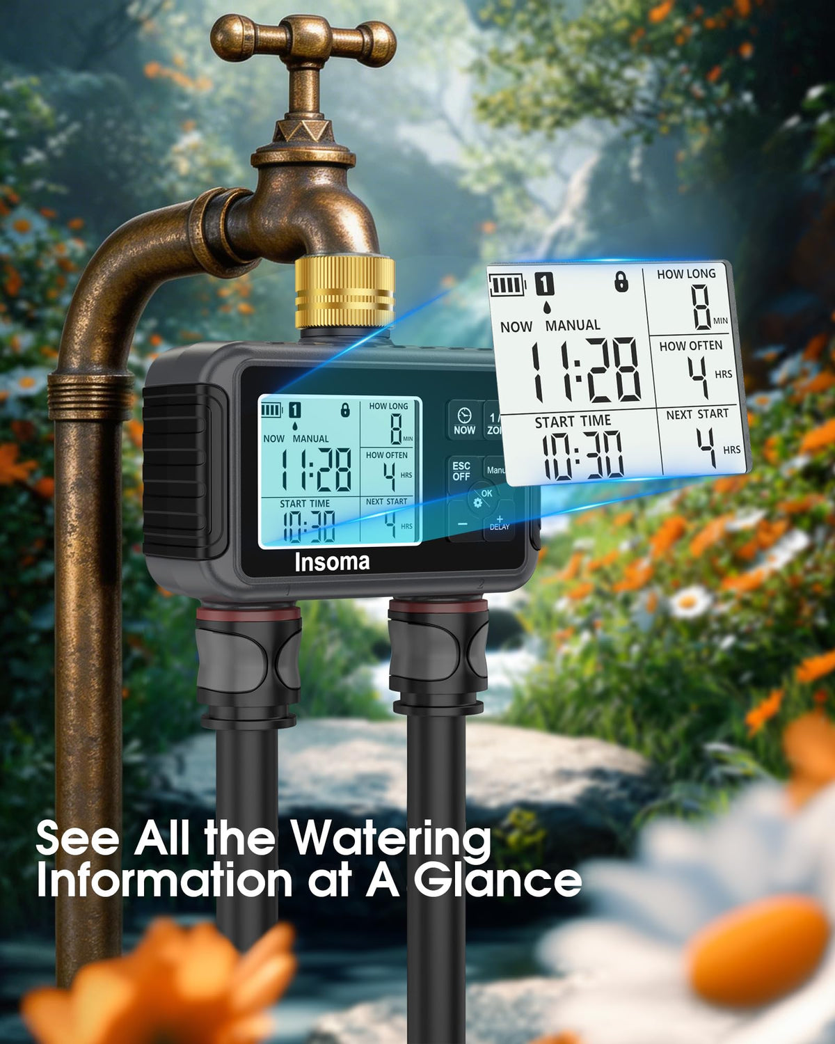 Insoma brass inlet with metal filter blocks sediment entry.