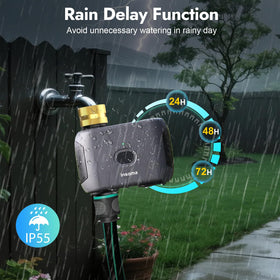 Insoma manual-watering and rain-delay mode for weather adjustments
