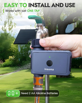 Insoma sprinkler timer auto shutoff prevents overwatering as batteries deplete.