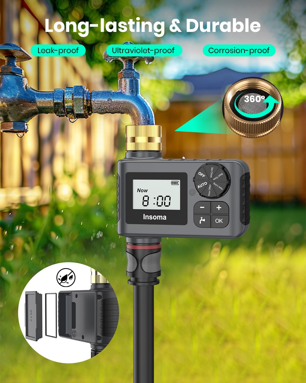 Insoma IP55-rated durability guards against weather and pressure in outdoor use