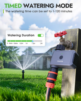 Insoma timer demonstrates instant start/stop for quick water control.
