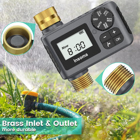 Insoma Sprinkler Timer IP55 waterproof body protects electronics from moisture.
