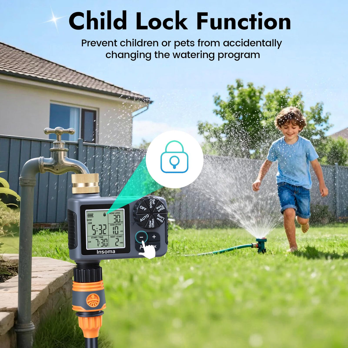 Insoma timer manual watering mode for on-demand irrigation
