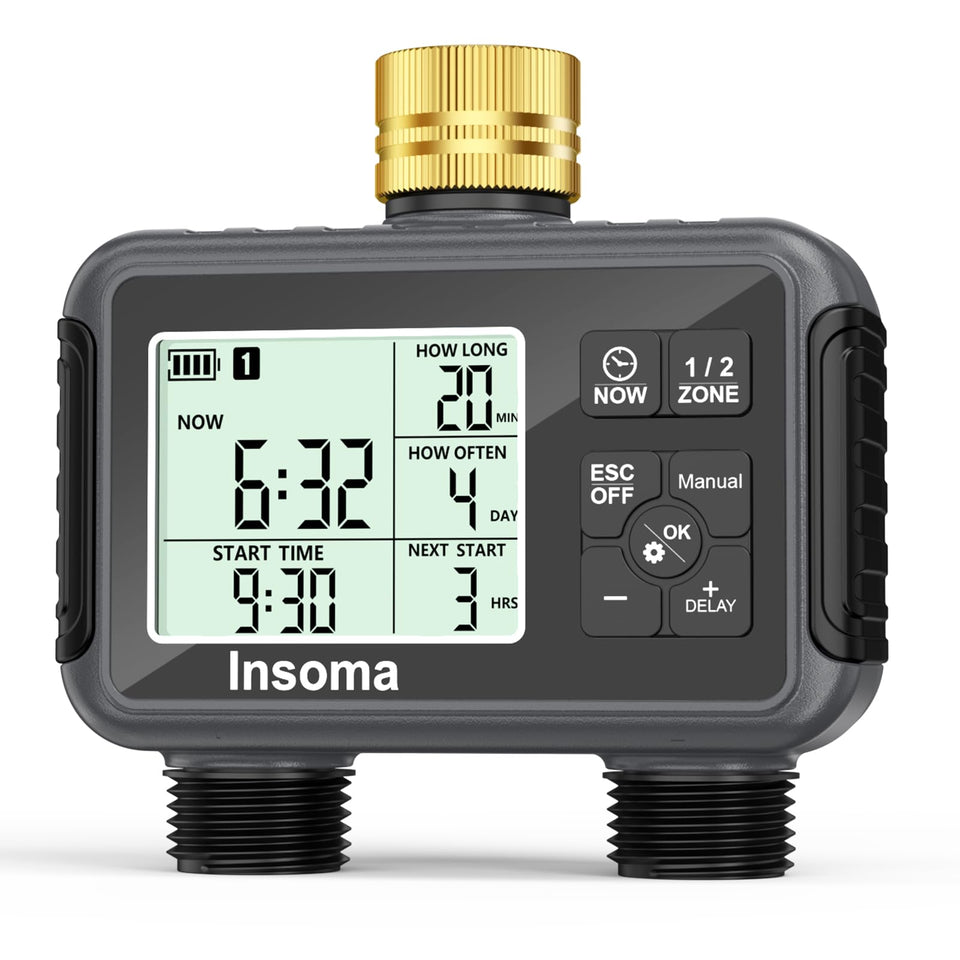 Insoma water timer with brass-inlet for a durable outdoor connection