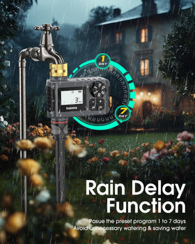 Insoma water timer IPX5 weatherproof design stands up to outdoor conditions.