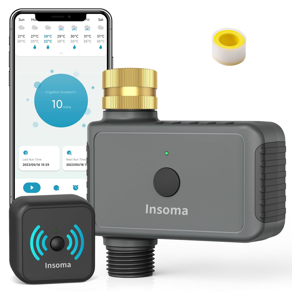Insoma WiFi hose timer brass inlet connection close-up