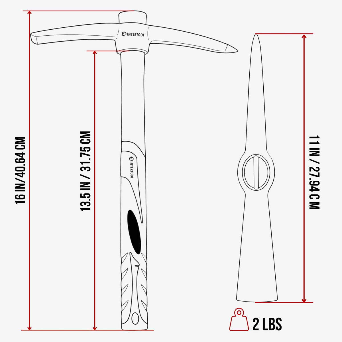 INTERTOOL anti-slip handle reduces fatigue during extended use.