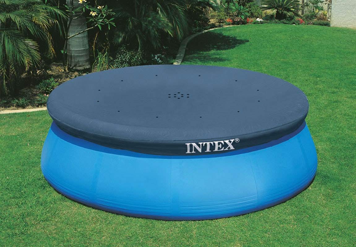 Intex 28021E pool cover with drain holes helps prevent water buildup