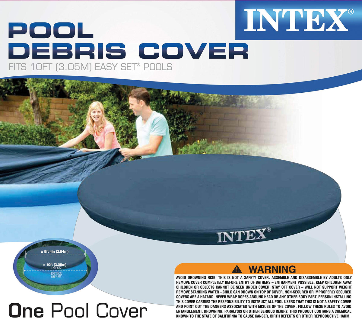 Intex 28021E pool cover features a 12 inch overhang for extra coverage