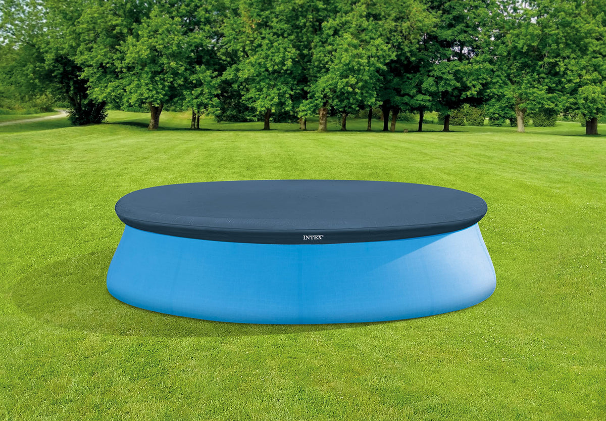 Intex 28021E pool cover rope tie secured for snug fit