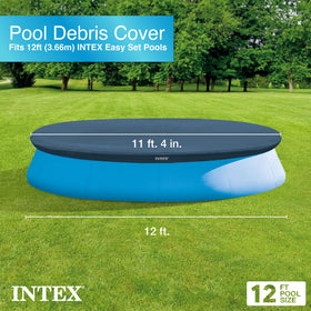Intex 28022E round pool cover protects against debris for a cleaner pool