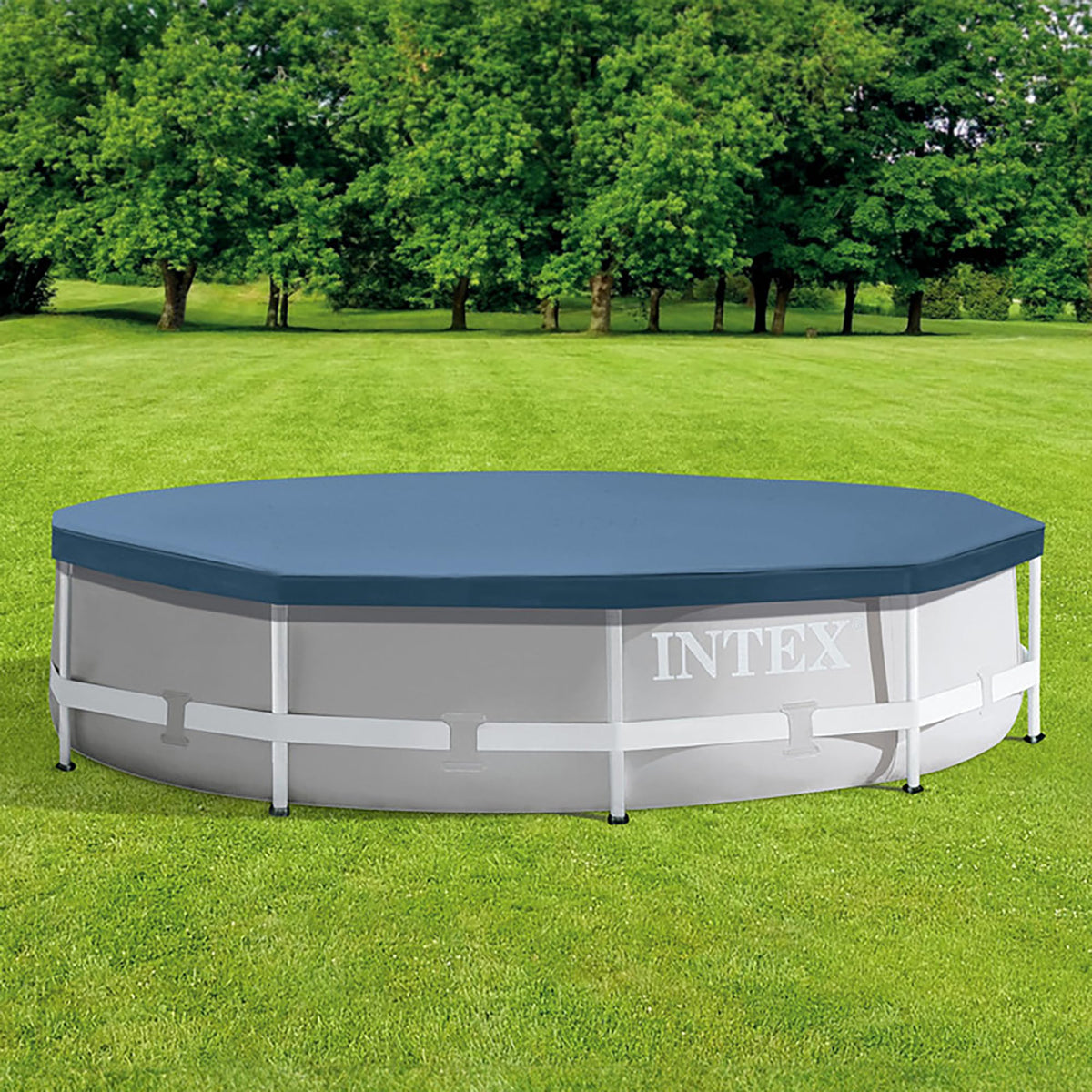 Intex 28030E rope-tie secured edge keeps cover in place during windy days.